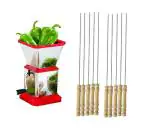 First Front Stainless Steel Chilly Cutter Cutter With Wooden Sikhe Set and (Multicolour, Pack of 2)