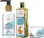 Being mama 3 In1 Baby Wash 200 ml, Natural Baby Oil 200 ml, Diaper Rash Cream 100 gm - Pack Of 3