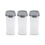 KOLORR Oval 1700ml Modular Plastic Containers Set For Kitchen Storage Combo, Pack Of 3 | Dry Food Organizer | Air Tight Grocery Jar/Container | 100% BPA Free| Food Grade | Transparent