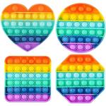 Chigy Wooh Pop It Toy Set Fidget Toy Set Popit Fidgets Kids Brain Exercise Game Among Us Stress Relief Poppit [Combo Set Square Octagon Heart Round Rainbow]