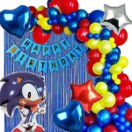 House of Banter Sonic Birthday Decoration (Sonic Birthday Decoration With Blue Curtain) 68Pc Combo