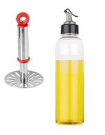 Stainless Steel Potato Potato Masher With Plastic Oil Dispenser and Multicolour, Pack of 2