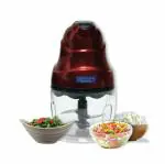OQUA Electric Vegetable Chopper & Mini Food Processor, Double Blade & Whisker Disc, 250W, Maroon
