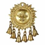 GURU JEE Brass Idol Sun Surya Face 6 Bells Statue Murti Wall Hanging Home Decor Gifts