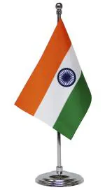 FlagSource Indian Miniature Table Flag with A Round Base (Chrome)