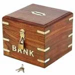 CH Handcrafted Wooden Money Bank Large - Coin Saving Box - Piggy Bank - Gifts for Kids, Girls, Boys & Adults