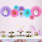 SPECIALYOU.IN Unicorn Theme Paper Fan Decoration Item for Girls, Home Decor, Birthday, Anniversary, Baby Shower Decor Pack of 8 Items