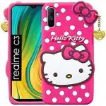 Clickaway Pink Rubber Hello Kitty Back Cover Case For Realme C3