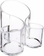 SAMEZONE Stylish Transparent Acrylic Makeup Brush Holder with 3 Compartment Storage