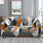 Furshine Geometric Polyester Double Seater Stretch Sofa Slip Cover - 145-185 cm