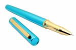 Ledos 3246 Turquoise Blue Metal Fountain Pen with Trims Fine Nib