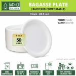 SADHO Disposable White Plate 9 Inch 22.5cm Sugarcane Fibers -9