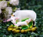 Ghar Saaz Marble Dust Kamdhenu Cow And Calf Statue For Home, Vastu And Gifting 3.5 Inch
