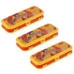 HomeeWare Blue Plastic Attractive Durable Pencil Box 22.5 cm x 3.5 cm (Chota Bheem Yellow)-Pack of 3