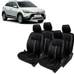 AUTO-SAFE Black, Silver PU Leather Car Seat Cover for Hyundai i20 Active Pack of 4