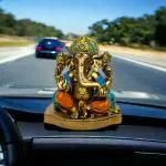 Decor Culture Siddhivinayak Ganpati Murti Ganesha Idol for Home Entrance, Car Dashboard, Office Desk, Gift, Temple Puja and Decoration with Washable Color Brass Look