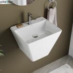 Plantex Ceramic Wash Basin/One Piece Wash Basin for Bathroom/Square Wall Mount Basin for Home/Office/Hotels (White-1171)