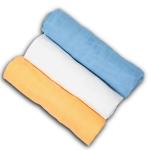 LazyToddler Cotton Organic Muslin Baby Swaddles 120x120 cm Large Size (Set of 3) (Blue,White & Orange)