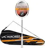 Hundred White, Black Carbon Unstrung Badminton Racquet, 83 G
