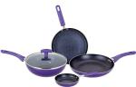 Bergner Iris Non-Stick Cookware Set, 5Pc, Induction Base, Purple