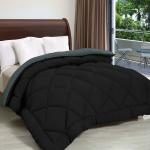 Relaxfeel Black and Dark Grey Solid Poly Cotton Double Comforter for Heavy Winter