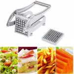 KAVYANSH Stainless Steel French Fries Machine with 2 Blades Potato Chips Strip Cutting Cutter Maker Salad Vegetable & Potato Chipper Chipser Strip Cutting Machine Maker Slicer Chopper Dicer Snacks Finger[1 pcs]