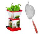 First Front Stainless Steel Chilly Cutter Cutter With Stainless Steel Soup Strainer Juice and (Multicolour, Pack of 2)