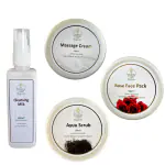 Ayuu health care Healthy skin complete care facial combo packs (Ayuu Herbal Based Clenasing Milk 100ML +Scrub with wallnut shell granules and Almond oil 50ML+Ayuu Herbal Based Face Massage cream 50ML + Ayuu Herbal Based Rose Face Pack 50 GM)