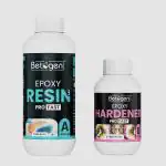 Betogen Epoxy Resin 2 : 1 - Ratio Resin and Hardener 600gm set - Crystel Clear Resin - 400gm and Hardener 200gm, Art and Craft, DIY, Begginers Resin Art kit (Resin : Hardener - 400gm : 200gm)