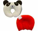 Chinmay Kids Red & White Mustard Seeds, Polyester Fibre Animals Baby Pillow Pack of 2