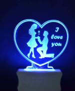OURVIC The Couple Heart Multicolor 3D Illusion Night Lamp
