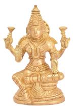 Kalarambh Bharat Haat Yellow Brass Bajath Laxmi Handicraft Art 9 x 7 x 13 cm
