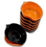 Inpro Stylish Mango Shape Plastic Bowls in 6 Orange & 6 Black Color for Snacks-Serving Bowl-Light Weight Bowl / kitchen crockery for parties Set of 6 Orange & 6 Black Snacks Plastic Bowls (Set of 12 Bowls)