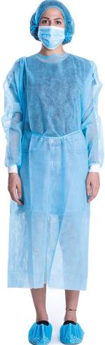 Disposable Medical Gown - Color Blue - Set of 02 Pcs (Free Size)