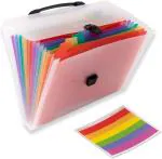 KARTUNBOX Expanding Files Folder 26 Pockets A4 Rainbow Accordion File Organizer,Index Handle File High Capacity Expanding Document Folder for Business Office Study (A4 Size)