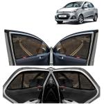 Kingsway Car Magnetic Sun Shades/Curtains, Suitable For Hyundai Xcent, Model Year : 2013 - 2017, Half Cut in Front Window With Rear Windshield, Color : Black, Cotton Mesh, 5 Piece