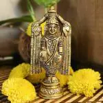 PUJACRAFT Brass Balaji Venkatesh Perumal Idol, Yellow 11 x 5 cm