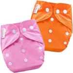 Bembika Pink-Orange Polyester Baby Pocket Reusable Diapers For Kids (Pack Of 2)