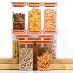 PREXO Orange Plastic Kitchen Grocery Storage Containers 1100 ml - Pack Of 10