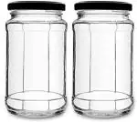 JIGSHTIAL Airtight Clear Glass Pickle Jar - 450 ml (pack of 2)