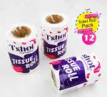 Tshot Toilet Tissue Roll 2 Ply Tissue Roll Pack of 10 (120 Sheets Per roll) 1200 Pulls