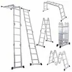 Bigapple Foldable Multipurpose Aluminium Ladder 12 ft (Silver)