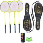 AXG New Goal Unisex Multicolor Aluminum Stern Badminton Kit With 4 Fluorescent Rackets, 3 Shuttles And 2 Covers