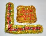 BHAKTI 2 SHAKTI MAKING WORSHIP SPECIAL - Navratri Fancy Mata Chunri - 25x25 cm (6 pieces) and Jai Mata Di Patti - 90 cm long (6 pieces) | Kanya Poojan Chunri | Fancy design Jai Mata Di Head Band