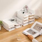 SURKHAMART 4-Tier Document Tray, Letter, Books, Magazines, Accessories Storage Rack | White File Desk Organizer with Foldable Compartments 4 Tier Space Saving Stand for Kitchen,Office,School