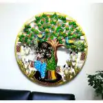GHAR DECOR INDIA Iron Rectangle Multicolour Radha Krishna Wall Hanging In Multicolour with LED