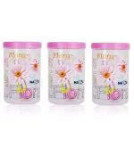 Nayasa Flora Storage Container Set With Spoon (Pack of 3, 1500 ML x3 Assorted Colour)