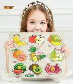 FORSHIKA Fruits Puzzle with Knobs, Educational and Learning Game for Kids.Hand-Eye Coordination Early.Brain Development Puzzles Board Game.