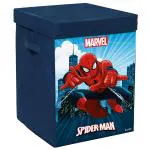 Kuber Industries Marvel Spiderman Print Foldable Laundry Basket|Clothes Storage Basket With Handle & Lid,60 Ltr.(Navy Blue)