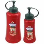 Primeway Plastic Condiments Sauce Ketchup Squeeze Bottle Kitchen Dispenser | Small & Big | 265 ml & 590 ml | Pack of 2 | Red
